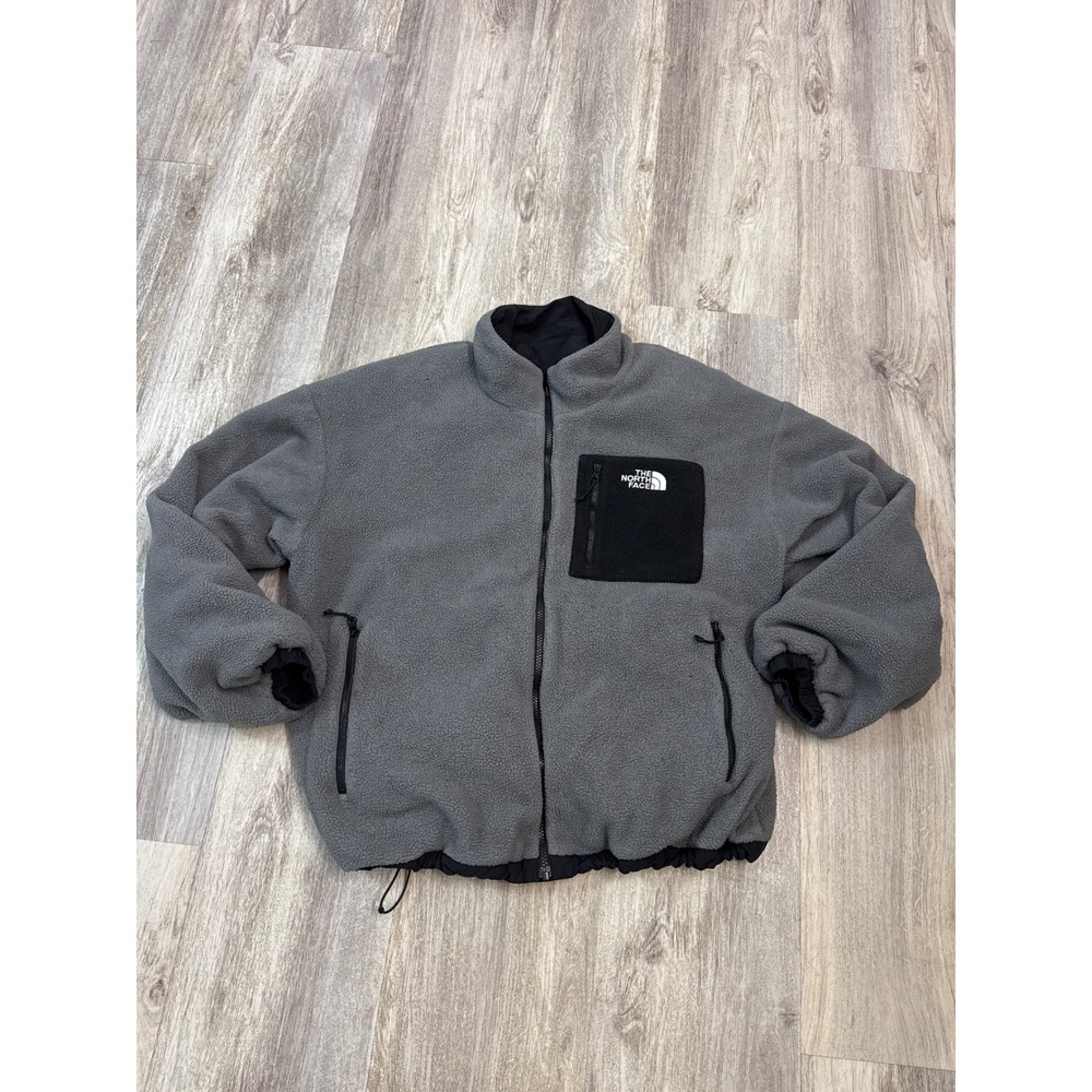 The North Face Windwall Reversible Jacket Black Grey Fleece Womens Puffer Large - Picture 6 of 8